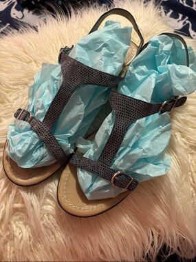 Vaneli Suede with SparkleT-Strap Sandals with Buckles